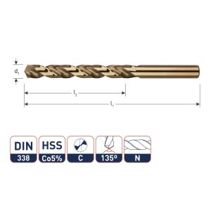 Cobaltboor Ivana HSS-Co5 DIN 338 splitpoint  1,1 mm