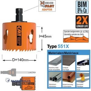 CMT Gatzaag voor metaal en non-ferro metalen D=140mm