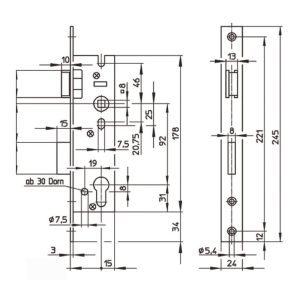 Wilka slot 1433 as 92mm entree 45mm verzinkt