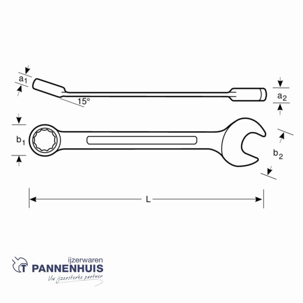 Bahco Steekringratelsleutel lengte 323 mm 24 mm metrisch - Afbeelding 4