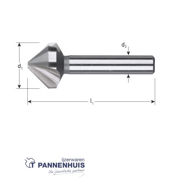 HSS Verzinkfrezen 90°, 3 snijk., DIN 335 C  8,3 (M4)