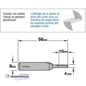 CMT Groeffrees met rechte snijkoppen, HWM D= 4 x 10mm L=50 S=8 Z2