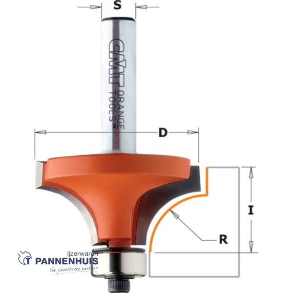 CMT Holle radiusfrees zonder opstaande kant, HW D=28,6 x 12.7mm R=8 L=54 S=8 Z2