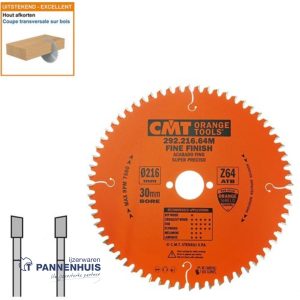 CMT Afkortcirkelzaag HW 216x30x2,8 Z64 Massieve houtsoorten