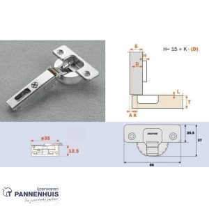 inboorscharnier Silentia+ C7A6AE9 nikkel mat (recht) met sluitdemping