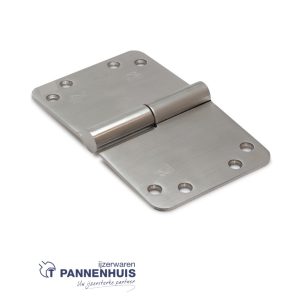 Kogelstiftpaumelle ronde hoeken 89×150 mm DIN links (belgisch rechts) RVS geborsteld