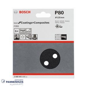 Bosch Schuurblad 5x 125 K 80 BFS 8-gaten F355