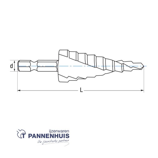 Izar Spiraaltrapboor capaciteit 4-12mm HSSE met zeskantschacht DIN E6.3/1622 - Afbeelding 3