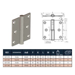 Monin inox paumel 6506 – 80x80x12 links rechte hoeken