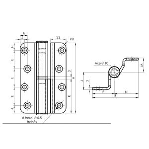 Monin inox paumel 6510 – 100×16 rechts gebogen afgerond