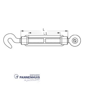 kabelspanner Haak-Oog  8 mm verzinkt