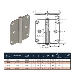 Monin inox paumel 6507 – 100x82x12 rechts afgerond