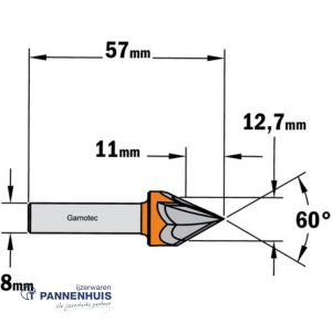 CMT Laser point frees 60°, HW D=12,7 x 11mm 60° L=57 S=8 Z3