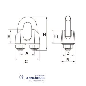 Staaldraadklem Type 741 05 mm RVS AISI 316