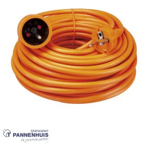 Perel Verlengkabel, H05VV-F 3G1.5, 20 m, 16 A/230 V, 3500 W, type E/F, voor binnen, pvc, oranje