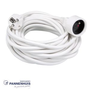 Perel Verlengkabel, H05VV-F 3G1.5, 10 m, 16 A/230 V, 3500 W, type E/F, voor binnen, pvc, wit