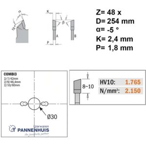 CMT Afkortcirkelzaag HW 254x30x2,4 Z48 Massieve houtsoorten