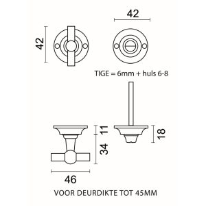 WC garnituur rond retro 43MM CLASSIC PETRA INOX LOOK