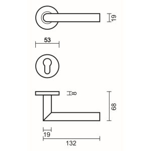 Deurkruk Pro I SHAPE 19MM TITANIUM R+E CYL