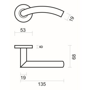 Deurkruk Pro GI SHAPE 19mm Inox Plus R+NO KEY