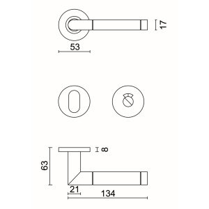 Deurkruk pro OVAL I SHAPE INOX PLUS R+WC