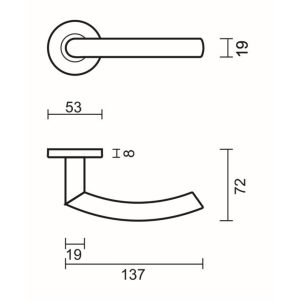 Deurkruk Pro C SHAPE 19mm Inox Plus R+NO KEY