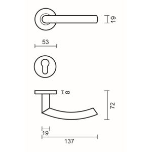 Deurkruk Pro C SHAPE 19mm Inox Plus R+E CYL