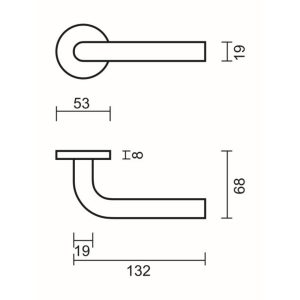 Deurkruk Pro L SHAPE 19mm Inox Plus R+NO KEY