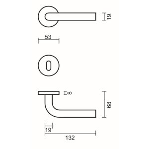 Deurkruk Pro L SHAPE 19mm Inox Plus R+E