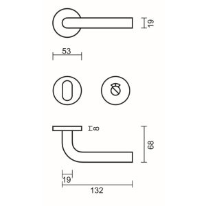 Deurkruk Pro L SHAPE 19mm Inox Plus R+WC