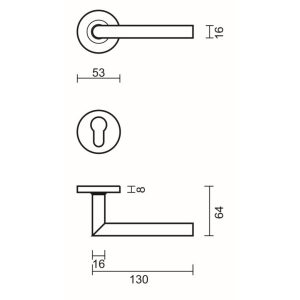 Deurkruk Pro I SHAPE 16MM INOX PLUS R+E CYL