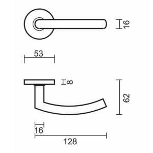 Deurkruk Pro C SHAPE 16mm Inox Plus R+NO KEY