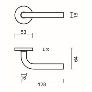 Deurkruk Pro L SHAPE 16MM INOX PLUS R+NO KEY