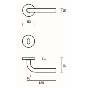 Deurkruk Pro L SHAPE 16MM INOX PLUS R+E