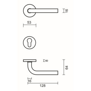 Deurkruk Pro L SHAPE 16MM INOX PLUS R+E CYL