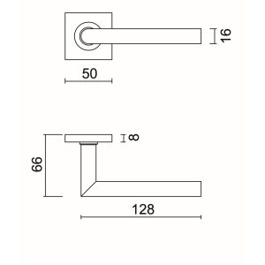 Deurkruk Pro SQUARE I SHAPE 16MM INOX PLUS R+NO KEY