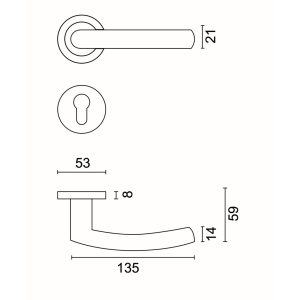 Deurkruk Pro OVAL C SHAPE ZWART R+E CYL