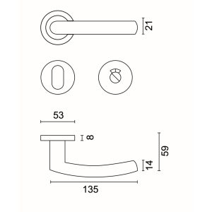 Deurkruk Pro OVAL C SHAPE ZWART R+WC