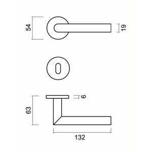 Deurkruk Pro FLAT I SHAPE 19mm Inox Plus R+E