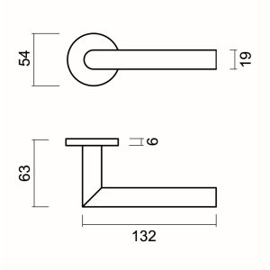 Deurkruk Pro FLAT I SHAPE 19mm Inox Plus R+NO KEY