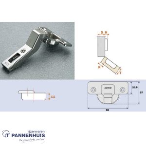 inboorscharnier C2A7K99 nikkel mat (+37° – 9mm doorgezet)