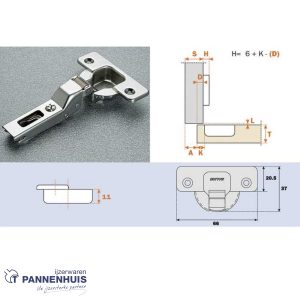 inboorscharnier C2A6G99 nikkel mat (9mm doorgezet)