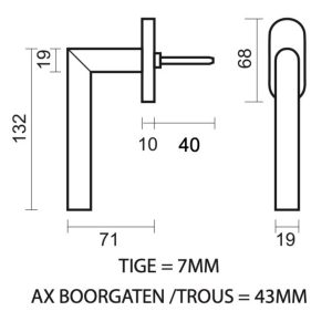 Raamkruk I SHAPE 19MM DK INOX PLUS