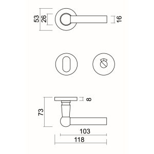 Deurkruk Pro RAILY L+L Zwart Structuur R+WC