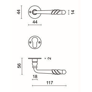 Deurkruk Pro HARMONIE IJZER ROND R+E CYL