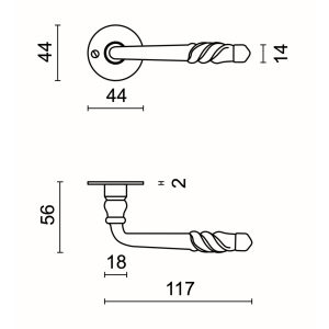 Deurkruk Pro HARMONIE IJZER ROND R+NO KEY