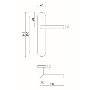 Deurkruk Pro I SHAPE 19mm Inox Plus Plaat + NO KEY