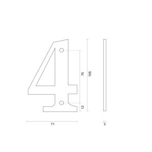 Huisnummer 4 B=71 H=105 Retro ijzer