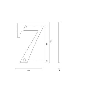Huisnummer 7 B=68 H=105 Retro ijzer