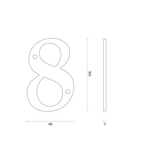 Huisnummer 8 B=68 H=105 Retro ijzer